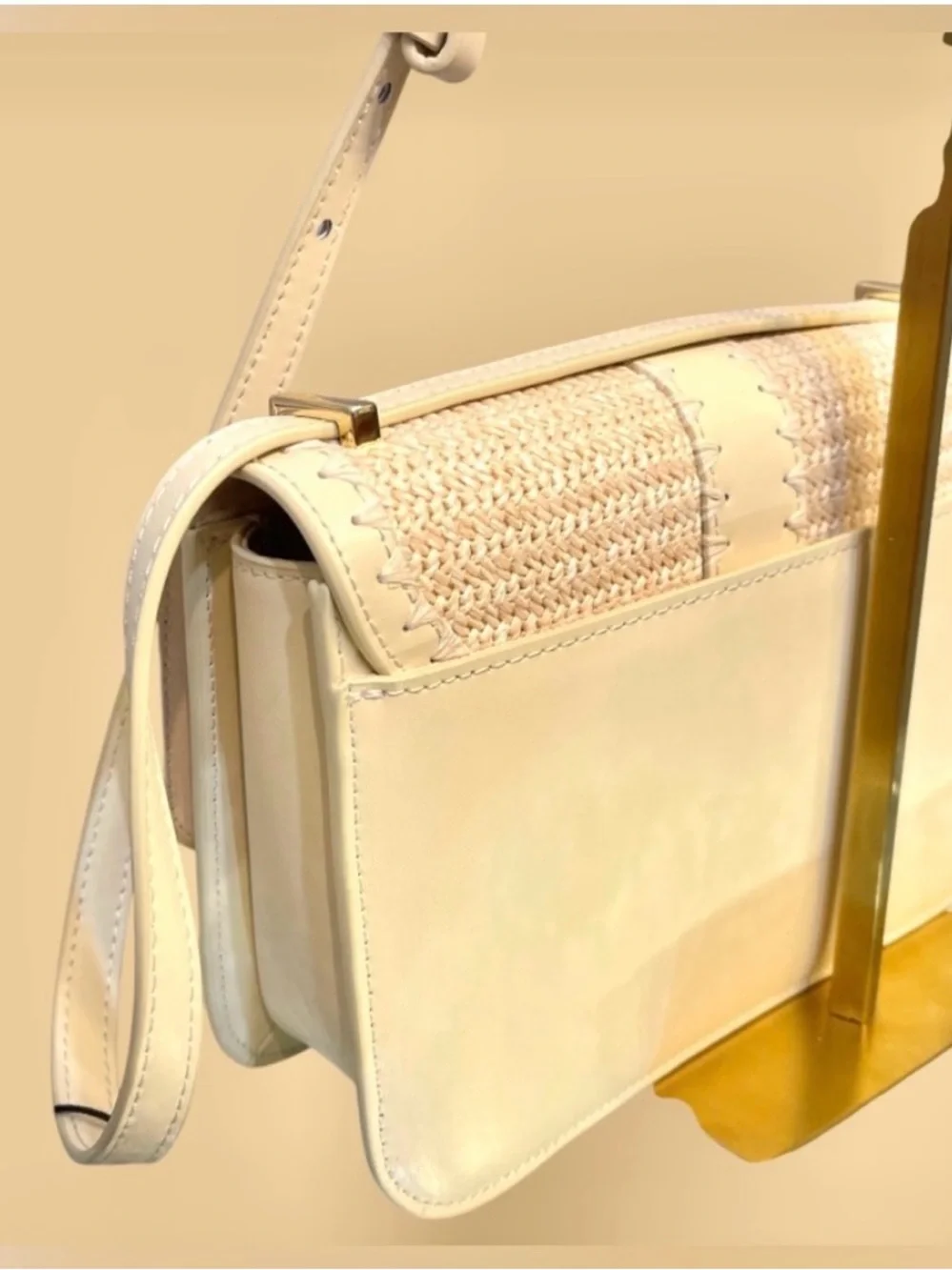 Ted Baker Pale Yellow Woven Crossbody Bag